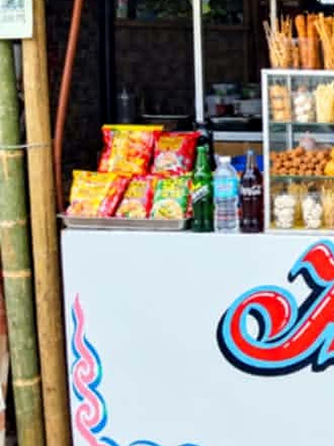 Snacks and skewers on display at Amy's Turo-Turo